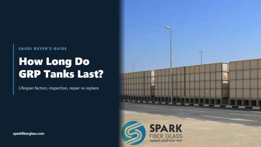 Spark Fiberglass GRP sectional water tanks installed outdoors in Saudi Arabia